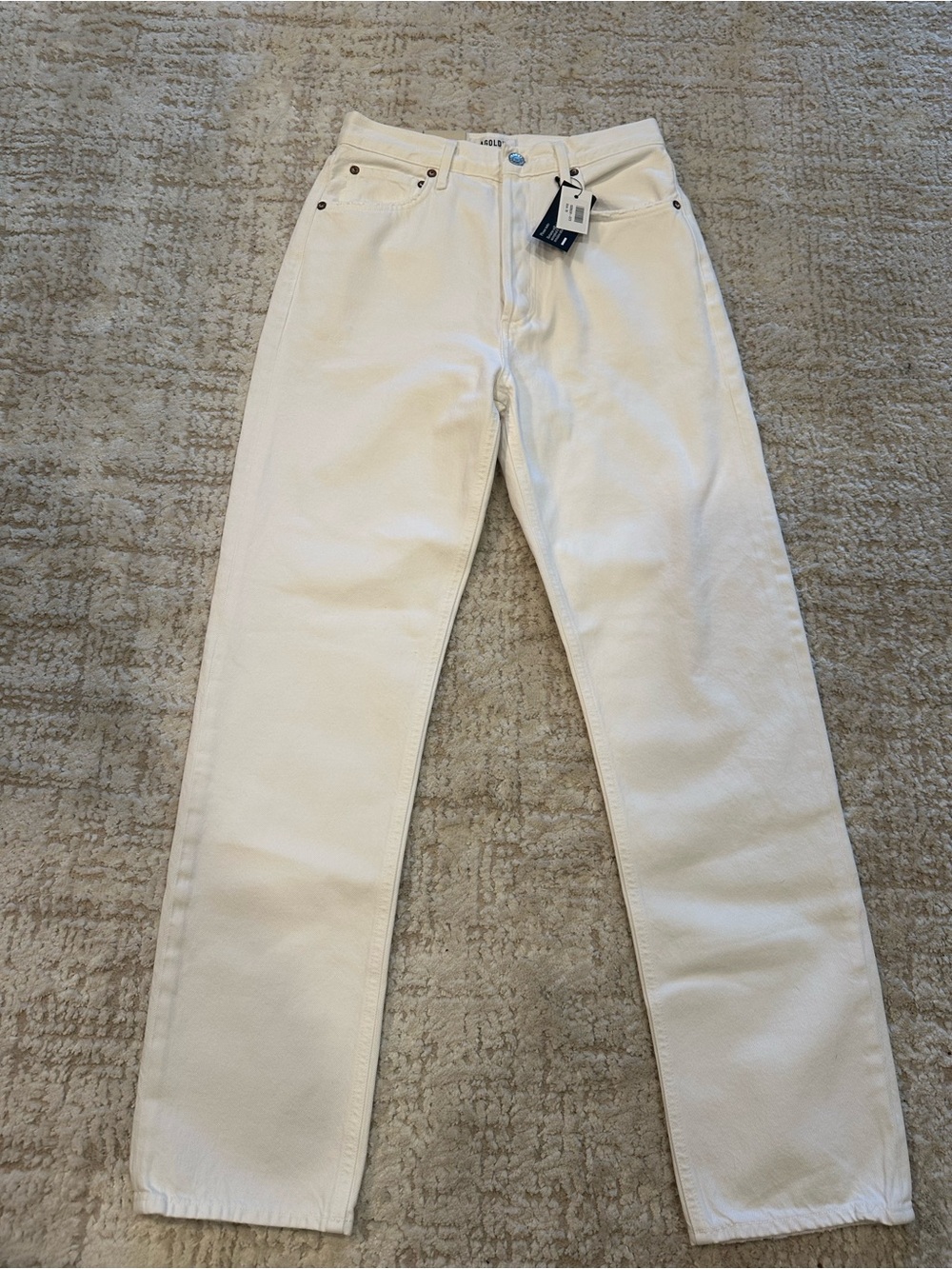 NWT AGOLDE 90s Pinch Waist High Rise Straight Jeans Marshmallow Size 26